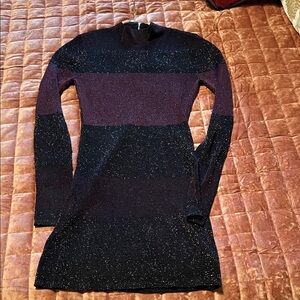 White House Black Market Black and Purple Turtleneck Tunic